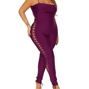 All A Blur Bandage Jumpsuit - Purple
